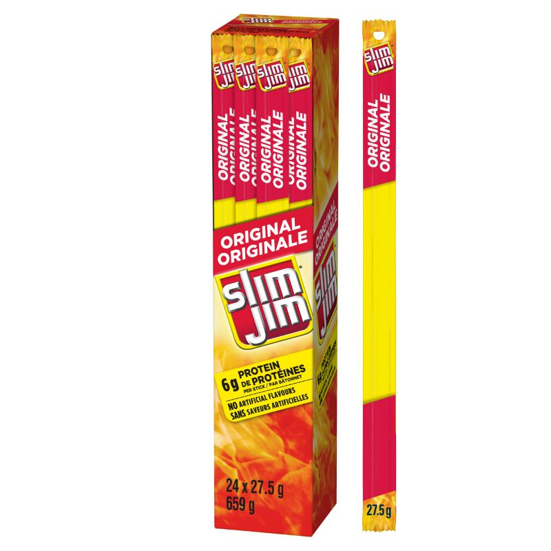 Photo 1 of Slim Jim Giant Smoked Meat Stick, Original Flavor, Keto Friendly, 0.97 Ounce (Pack of 24) - exp 01/12/2024