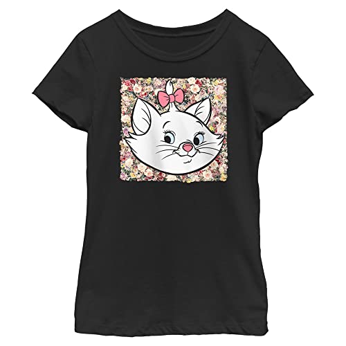 Photo 1 of Disney Girl's Boxed Floral Marie T-Shirt, Black, Medium
