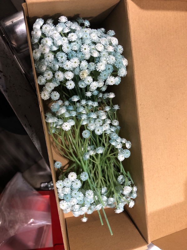 Photo 2 of Floroom 18pcs Artificial Baby's Breath Gypsophila Greenery Sprays, Real Touch Blue Fake Flowers for Wedding Bouquets Centerpieces Floral Arrangements and Decorations