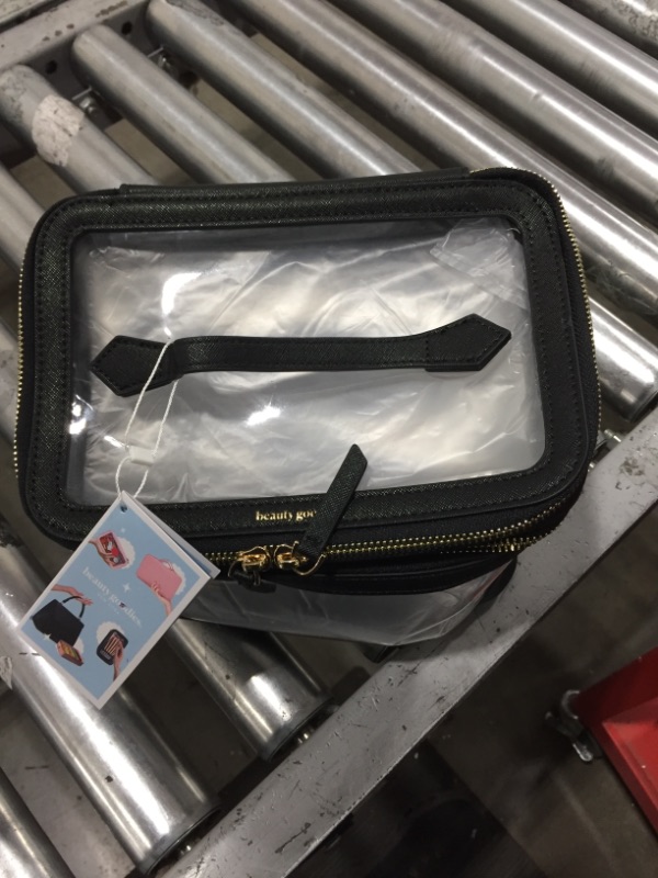 Photo 1 of Goodies Lab Clear Travel Makeup Bag Organizer: Make Up Bag Clear Cosmetic Case for Women, Large Clear Makeup Bag with Zipper, TSA-Approved Travel Make Up Case for Transparent Toiletry Makeup Bag Black