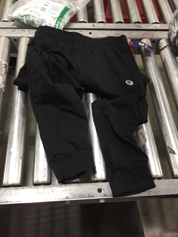 Photo 2 of Champion Men's Everyday Cotton Thin Joggers, 31" Inseam, Cotton Knit Jog Pants Left Hip "C" Logo, Tapered Jersey Thin Jogger Pants Small Black