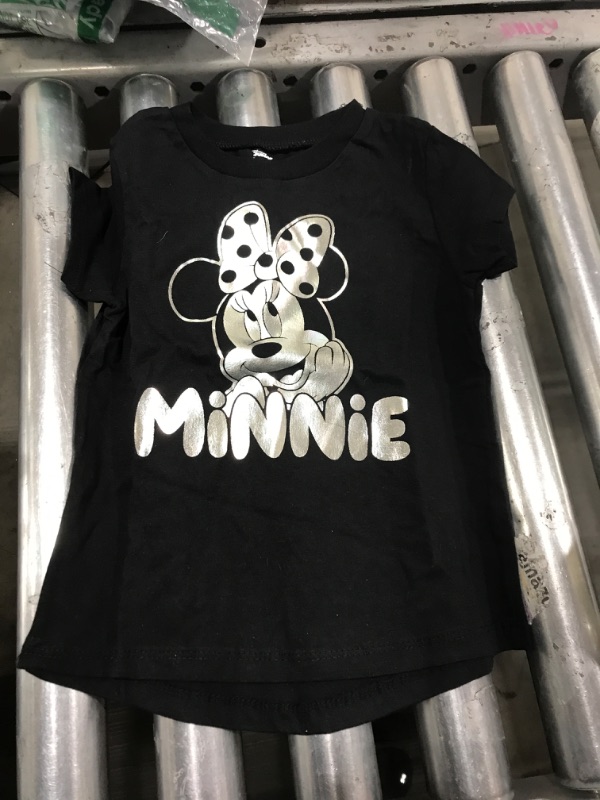 Photo 2 of Disney Minnie Mouse Girls Pullover Metallic T-Shirt Toddler to Big Kid 6 Black / Silver