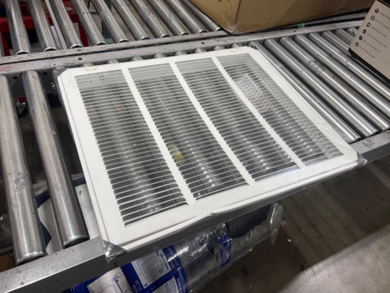 Photo 2 of 22" X 18" Steel Return Air Filter Grille for 1" Filter - Easy Plastic Tabs for Removable Face/Door - HVAC DUCT COVER - Flat Stamped Face -White [Outer Dimensions: 23.75w X 19.75h]