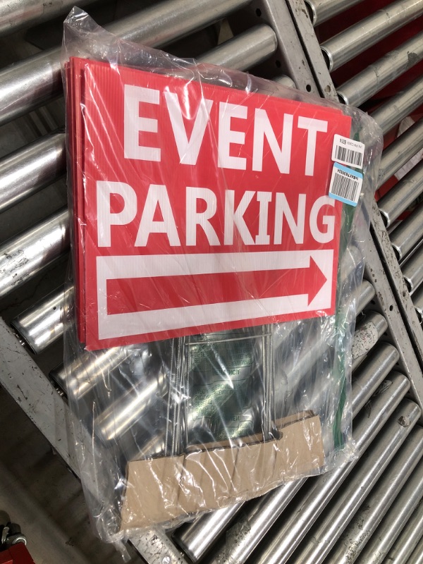 Photo 2 of 9 Pieces 16 x 12 Inches Outdoor Event Parking Signs with Arrow Corrugated Plastic Yard Signage with Stakes Double Sided Event Signs Outdoor Directional Guest Parking Sign