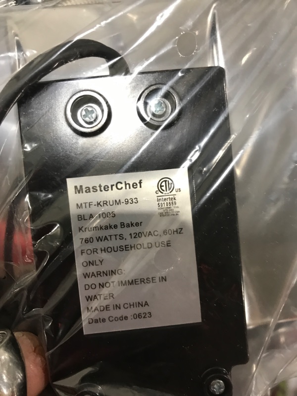 Photo 1 of MasterChef Krumkake Baker-Make 2 Homemade Pizzelle Like Cookies, Great for Cannoli Filling & Waffle Cones, Fun Nonstick Electric Iron Press Kitchen Appliance-Home Made Treats