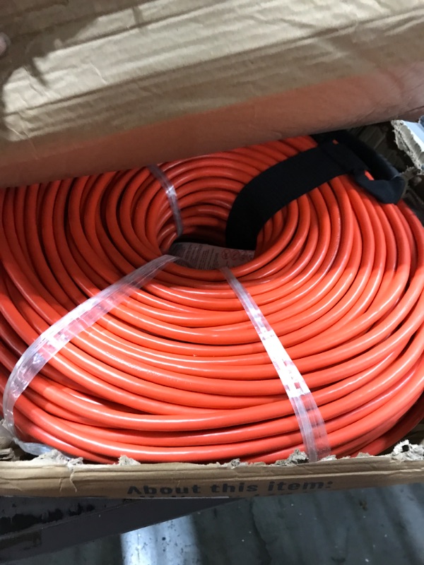 Photo 2 of 400 ft Outdoor Extension Cord Waterproof 12/3 Gauge Heavy Duty with Lighted end, Flexible Cold-Resistant 3 Prong Electric Cord Outside, 15Amp 1875W 12AWG SJTW, Orange, ETL HUANCHAIN Orange 400 foot