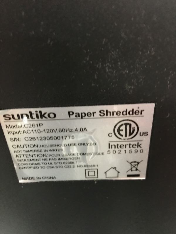 Photo 3 of Suntiko Paper Shredder, 18-Sheet Cross Cut Level P-4, Shred Paper/Credit Card/CD, with Large Pull Out Bin?Insert Auto Jam Proof System Shredder for Home&Office