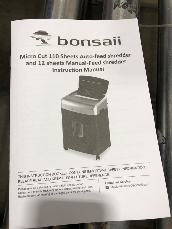 Photo 4 of Bonsaii Office Paper Shredder, 110-Sheet Autofeed Heavy Duty Paper Shredder, 30 Minutes Micro Cut Home Office Shredders with 4 Casters, P-4 Security Level&6.1 Gallon Large Bin (C233-B) 1 10 Sheet-Autofeed-New