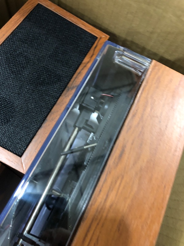 Photo 1 of LP&No.1 Vinyl Record Player, Bluetooth Turntable with Dual Stereo Bookshelf External Speakers, Adjustable 3-Speed Belt-Drive Turntable, LP Player with RCA, Auto Stop, Mahogany