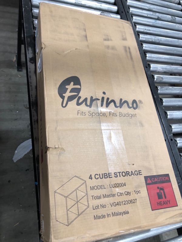 Photo 1 of Furinno Cubicle Open Back Decorative Cube Storage Organizer, 4-Cube, White White 4-Cube, Open back