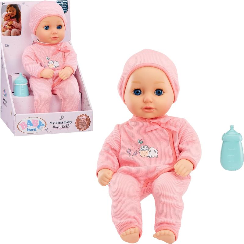 Photo 1 of Baby Born My First Baby Doll Annabell - Blue Eyes: Realistic Soft-Bodied Baby Doll for Kids Ages 1 & Up, Eyes Open & Close, Baby Doll with Bottle
