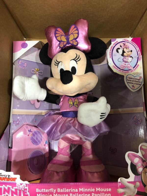 Photo 3 of MINNIE Disney Junior Mouse Sing and Dance Butterfly Ballerina Lights and Sounds Plush, Sings Just Like a Butterfly, Officially Licensed Kids Toys for Ages 3 Up by Just Play