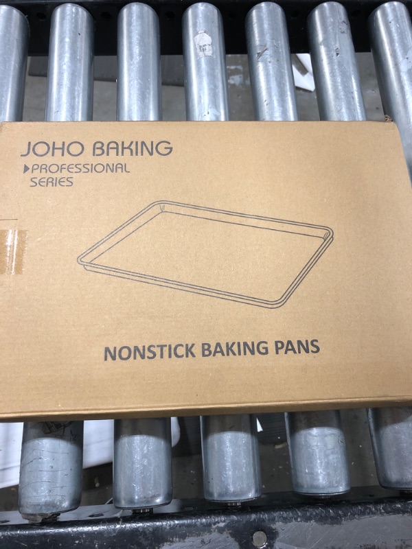 Photo 2 of JOHO BAKING Cookie Sheet Baking Pan Set, Professional Baking Sheet for oven Nonstick, 2 Piece Bakeware Set, 9x13in,10x15in, Gold Cookie Sheet Set 2