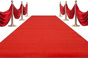 Photo 1 of 4ft x 10ft Extra Thick Red Carpet redcarpet for Party, Wedding and Events Decorations, Red Runner, Not Slip Aisle Rug, Long Term use 