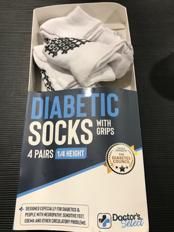 Photo 2 of Diabetic Socks with Grips for Women and Men - 4 Pair | White | Neuropathy Socks for Men | Non Slip Socks Mens | Diabetic Ankle Socks for Men | Diabetic Socks for Men 9-12