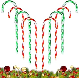 Photo 1 of 22" Christmas Candy Cane Pathway Markers Lights, Outdoor Christmas Decorations for Yard Patio Garden Walkway, Candy Cane Christmas Decor with Stake, 8 Pack, 4 Red & 4 Green (Red & Green)
