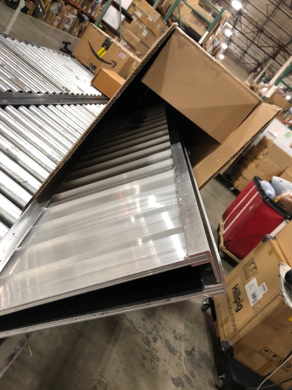 Photo 2 of 4FT Wheelchair Ramp,Non-Slip Portable Aluminum Ramp for Wheelchairs Single Fold 600lbs for Steps Stairs and Thresholds?Stairs, Doorways, Scooter (28.2" W x 47.8" L) (Non-Skid 4FT) 1 Count (Pack of 1)