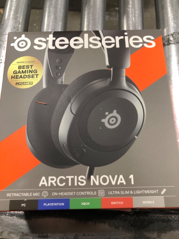 Photo 2 of NEW SteelSeries Arctis Nova 1 Multi-System Gaming Headset — Hi-Fi Drivers — 360° Spatial Audio — Comfort Design — Durable — Ultra Lightweight — Noise-Cancelling Mic — PC, PS5/PS4, Switch, Xbox - Black Black Wired Arctis Nova 1 Headset