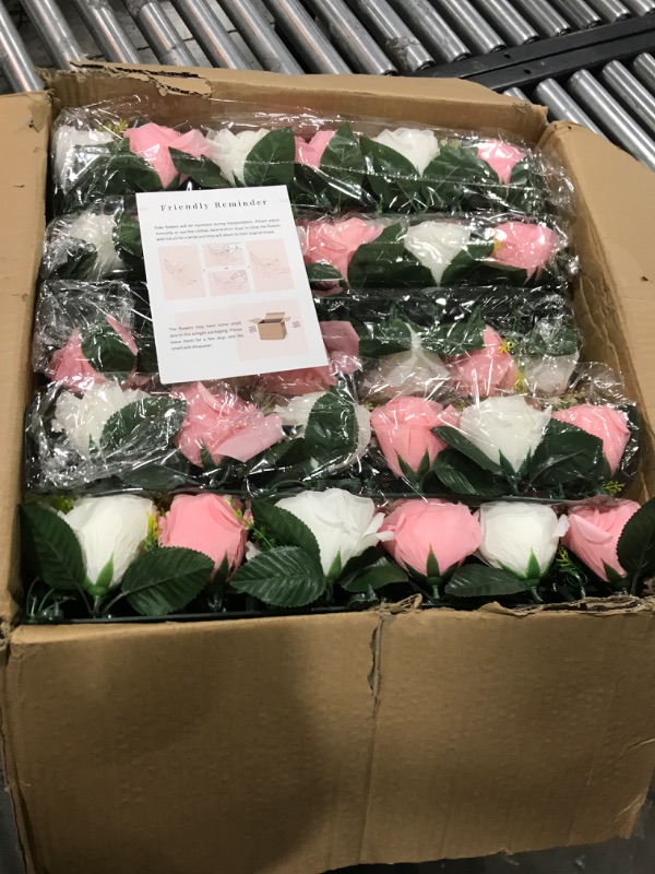 Photo 1 of BLOSMON Artificial Flowers Wedding Centerpieces Decorations Fake Flowers 10 Pcs Burgundy Blush & White Silk Floral Arrangement Dinning Table Runner Center Piece, Rose Flower for Reception Table Decor Burgundy Blush & White 10