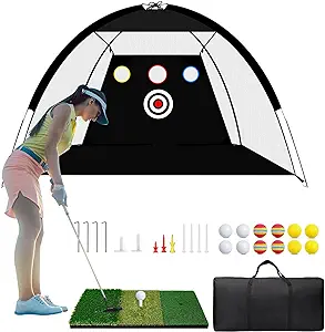 Photo 1 of Beright 5 In1 Pikler Triangle Gym, YenNeL Golf Net?Golf Nets for Backyard Driving?Golf Net for Garage?Golf Net One Key Pull Expansion?Golf Net Target Attachment?Golf Net Indoor/Outdoor?Golf Net Frame/Target/Enclosure/Mat 