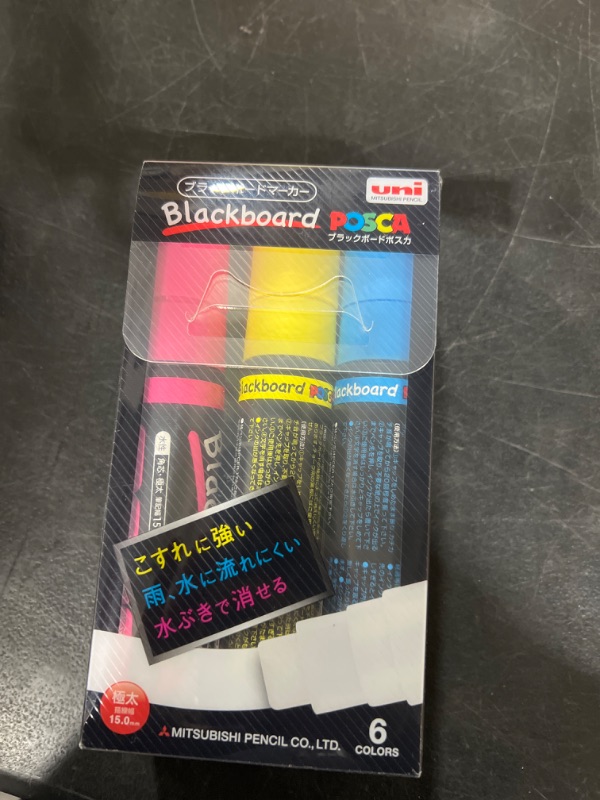 Photo 2 of Posca Black Board Marker -Thick Point-6 Colors Set with MIYABI Stationery Store Original Pen Case Set (PCE50017K6C)