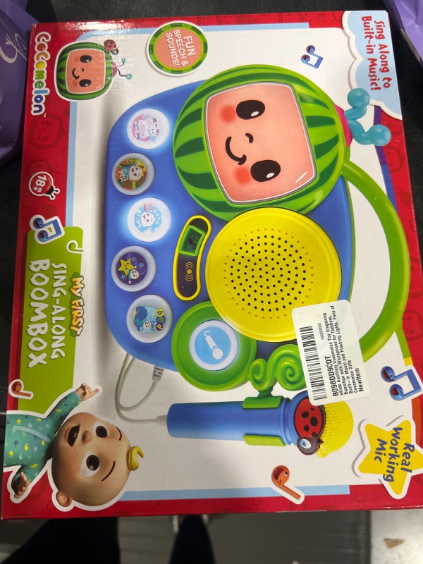 Photo 2 of eKids Auxiliary Cocomelon Toy Singalong Boombox with Microphone for Toddlers, Built-in Music and Flashing Lights, Fans of Cocomelon Gifts