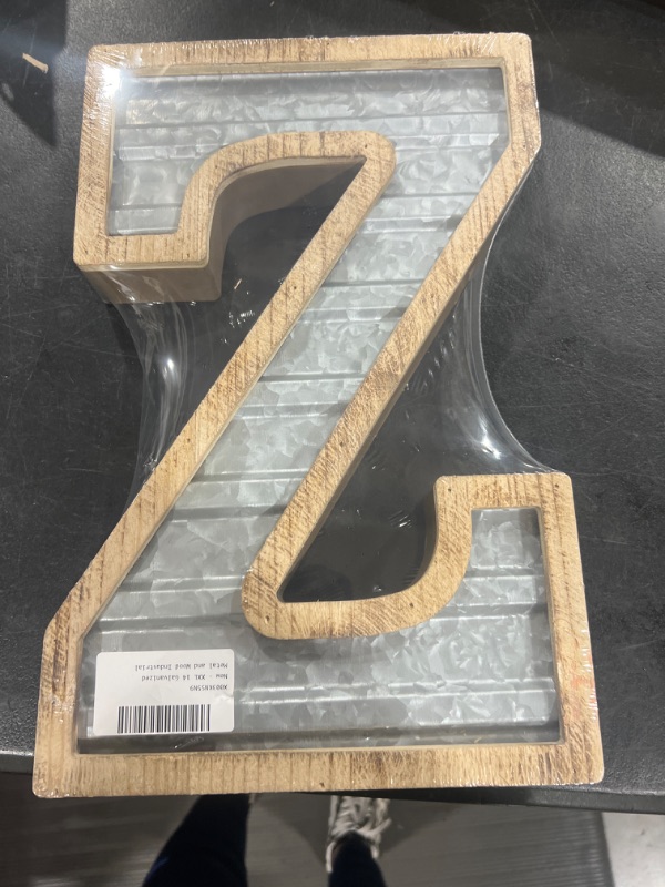 Photo 2 of XXL 14" Galvanized Metal and Wood Industrial Home and Business Wall Letters Monogram Letter Z