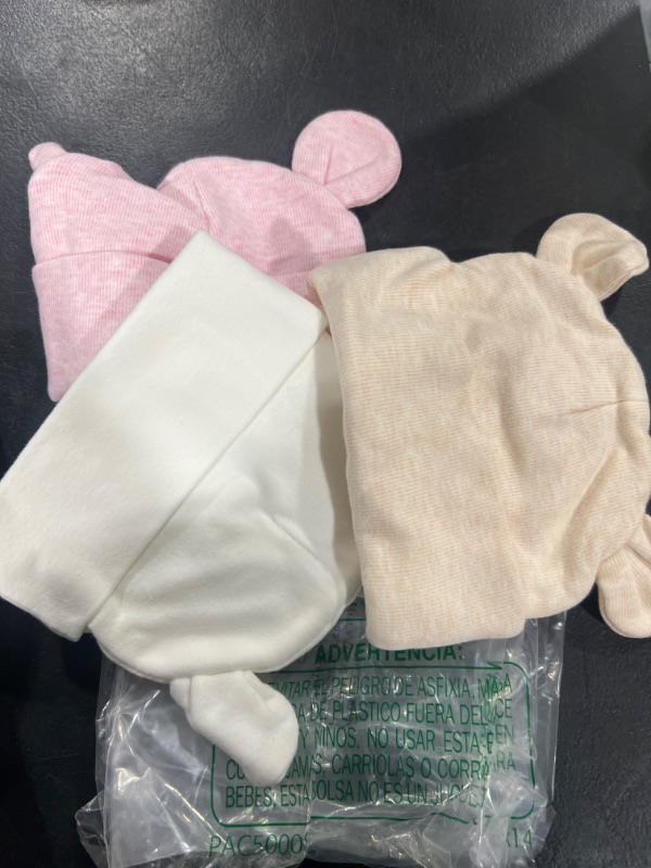 Photo 2 of Cotton Newborn Baby Girls Hat Spring Newborn Boys Hat Cute Rabbit Infant Beanie (Pink+khaki+white)bear Preemie-3 Months