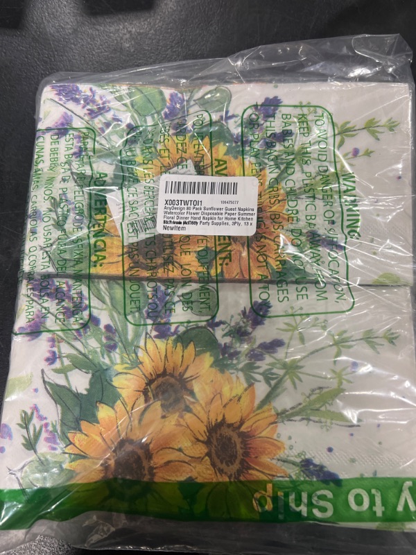 Photo 2 of AnyDesign 80 Pack Sunflower Guest Napkins Watercolor Flower Disposable Paper Summer Floral Dinner Hand Napkin for Home Kitchen Bathroom Holiday Party Supplies, 3Ply, 13 x 15.7 Inch (A1790)