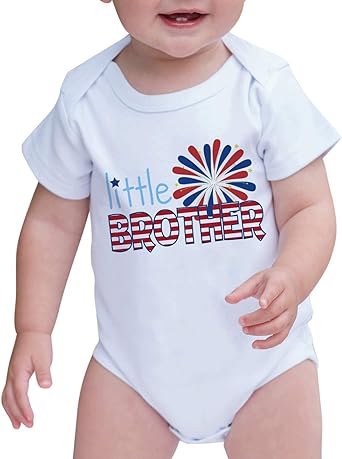 Photo 1 of 7 ate 9 Apparel Baby Boy's Little Brother 4th of July Onepiece SIZE 3-6M