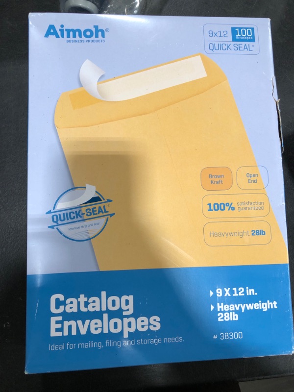 Photo 2 of 9 X 12 Self-Seal Brown Kraft Catalog Mailing Envelopes - 28lb - 100 Count, 9x12 Inch (38300)