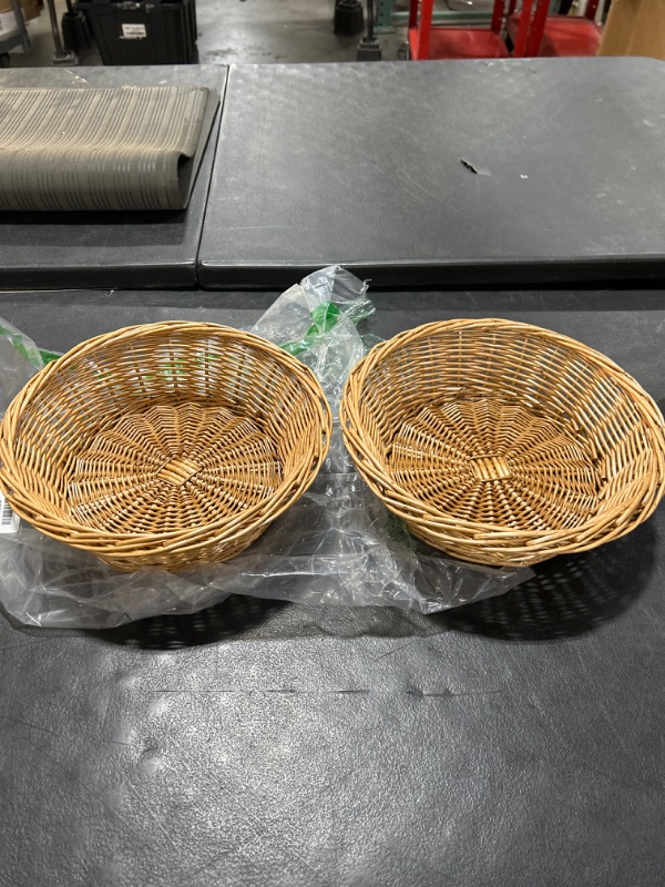 Photo 2 of 8-Inch Round Woven Bread Roll Baskets, Food Serving Baskets, Basket, Restaurant Quality, Polypropylene Material - Set of 2