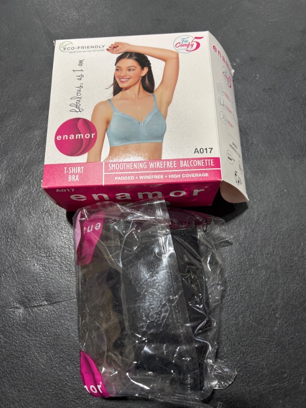 Photo 2 of Enamor Smoothing Wireless Padded Bra for Women - High Coverage, with Back Closure 36B Black