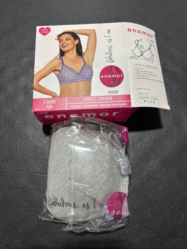 Photo 2 of Enamor Smoothing Wireless Padded Bra for Women - High Coverage, with Back Closure 36C GREY