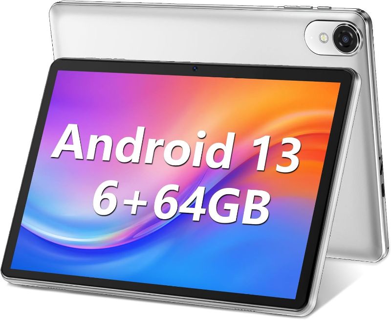 Photo 1 of 10.1 inch Android 13 Tablet PC, 6GB RAM 64GB ROM 512GB Expand,Quad-Core Tablets,IPS HD Touch Screen and Dual Speakers,Google Certificated Wi-Fi Tablets,Dual Camera,6000mAh (Silver)

