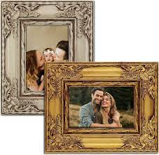 Photo 1 of YUYIN HUANRAO Rustic Wooden Picture Frame Set Of 2 Gold Photo Frames Antique Hanging 5x7 Picture Frame Old Fashioned