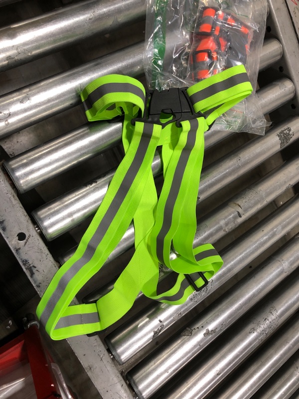 Photo 1 of AISIBO Reflective Vest Running Gear - Safety Reflector Strap Bands - High Visibility Elastic Adjustable Motorcycle Walking Reflective Vest for Men and Women (Green)
