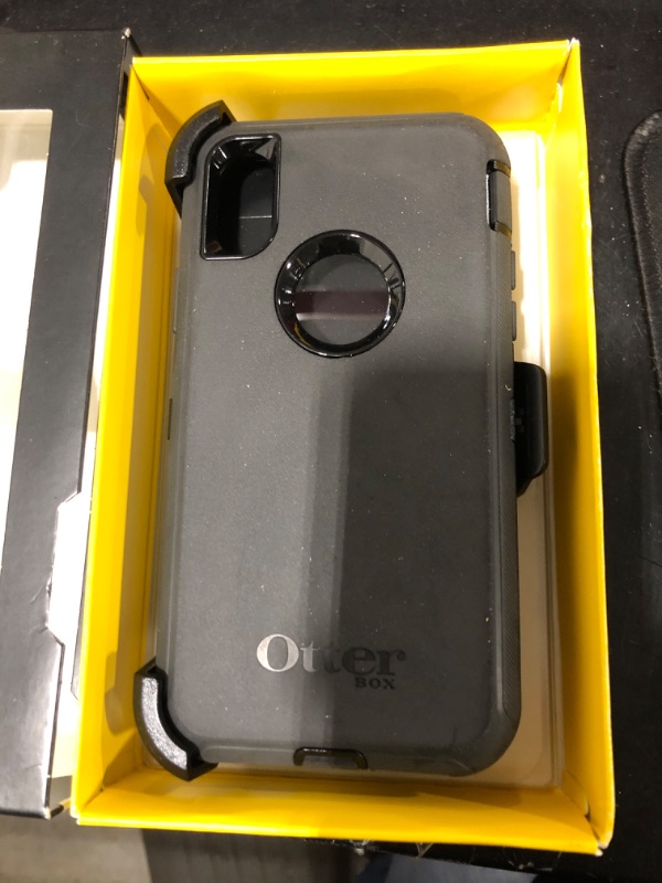 Photo 2 of OtterBox iPhone Xs AND iPhone X Defender Series Case - BLACK, rugged & durable, with port protection, includes holster clip kickstand
