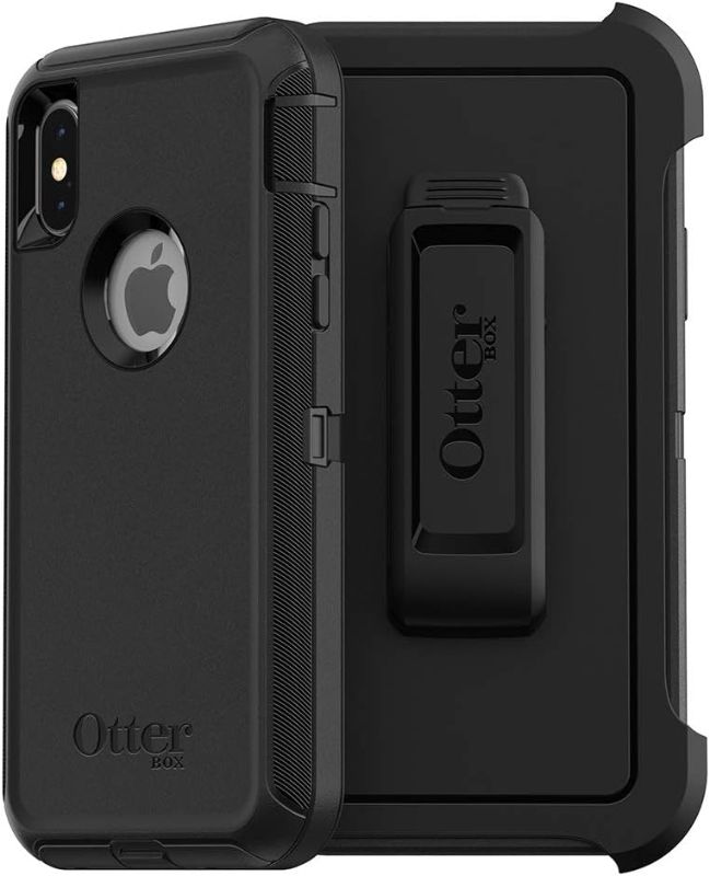 Photo 1 of OtterBox iPhone Xs AND iPhone X Defender Series Case - BLACK, rugged & durable, with port protection, includes holster clip kickstand
