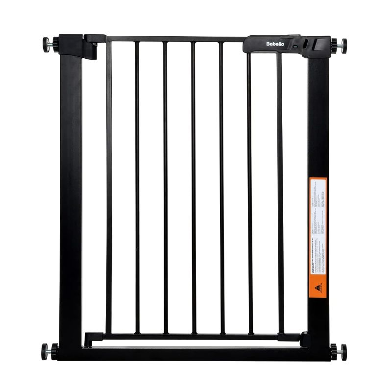 Photo 1 of BABELIO 27-30 Inch Narrow Easy Install Baby Gate, Fit for Small Stairs & Doorways, Auto-Close Design,Pressure Mounted Gate with Door for Child and Pets, NO Extensions,Black
