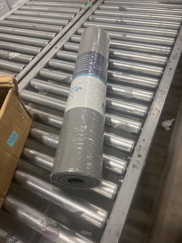 Photo 2 of Heathyoga Eco Friendly Non Slip Yoga Mat, Body Alignment System, SGS Certified TPE Material - Textured Non Slip Surface and Optimal Cushioning,72"x 26" Thickness 1/4" Charcoal