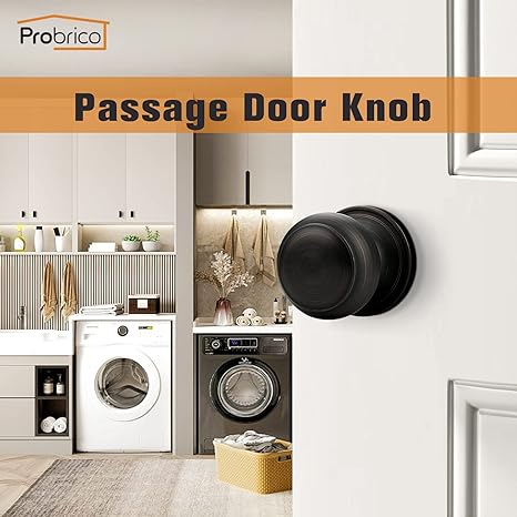 Photo 1 of Probrico Door Knob, Interior Passage Door Knobs Handles for Hall and Closet, Oil Rubbed Bronze