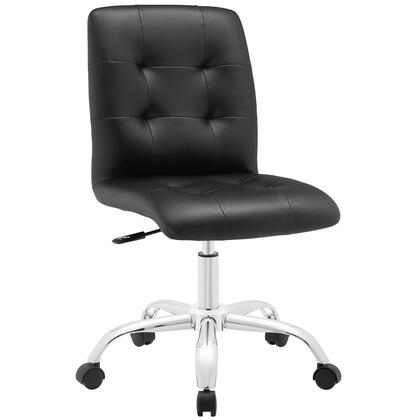 Photo 1 of Prim Collection EEI-1533-BLK Mid Back Office Chair with Adjustable Height, Swivel Seat, Five Dual-Wheel Nylon Casters, Chrome Steel Base and Faux Leather Upholstery in Black Color
