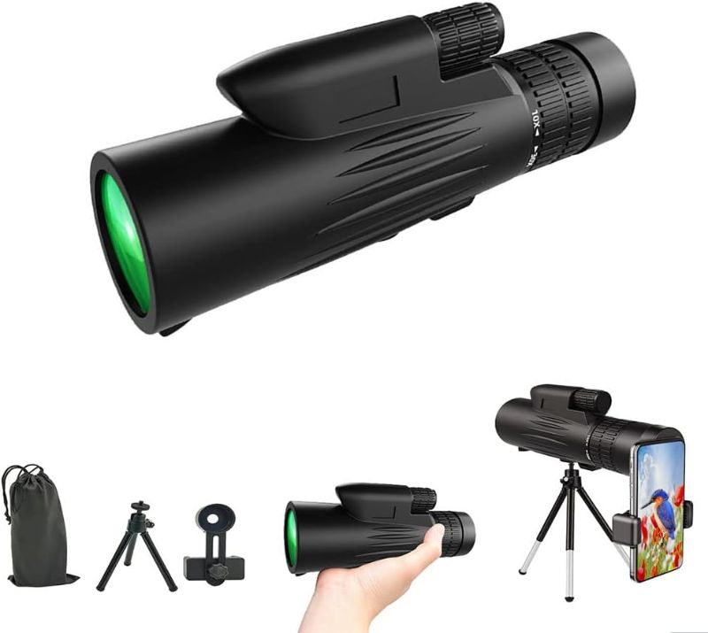 Photo 1 of 10-30x50 Zoom Monocular Telescope with Smartphone Holder & Tripod & Hand Strap High Power Dual Focus Prism Compact Monoculars for Adults Kids, Lightweight Pocket Monoscope 