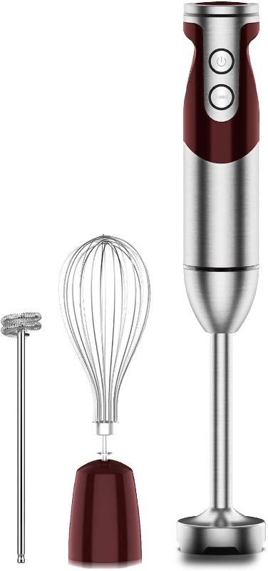 Photo 1 of 3- in-1 Immersion Hand blender, Powerful 1000W Stainless Steel Stick Blender, 4 Sharpe Blades with Whisk, Milk Frother Attachments
