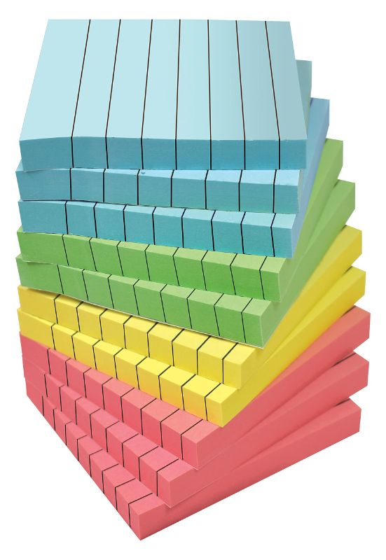 Photo 1 of Lined Sticky Notes 3 x 3, 10 Pack, 1,000 Sheets (100/Pad), Self Stick Notes with Lines, Assorted Pastel Colors, by Better Office Products, Post Memos, Strong Adhesive, 10 Pads