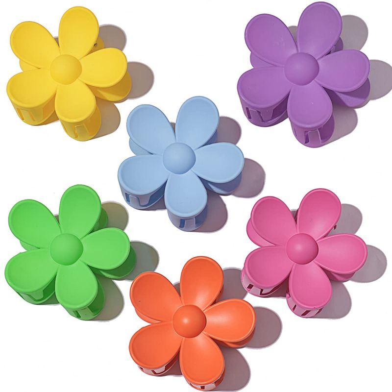 Photo 1 of Big Hair Claw Clips Matte Flower Hair Clips Non Slip Cute Hair Catch Barrettes Jaw Clamps 6 Colors for Thick Hair Women Girls 6PCS Holiday Gifts Color-1 6PCS