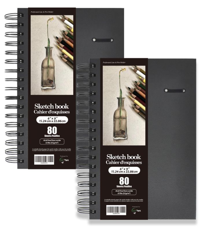 Photo 1 of LYTek Sketch Books,Sketchbook Hardcover for Drawing and Sketching, with Spiral Wire and Pencil Loop, Acid Free Paper and Perforated Line,6x9 Inches,Perfect for Dry Media. 6"x9" Sketchbook(2 Pack)