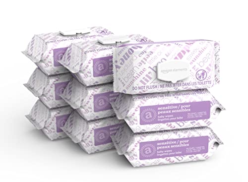 Photo 1 of Amazon Elements Baby Wipes, Sensitive, White , 80 Count (Pack of 9) (720 Count)
