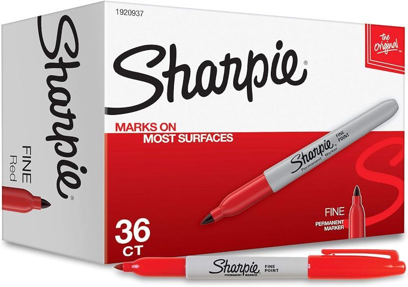 Photo 1 of Sharpie Permanent Markers, Fine Point, Red, 36 Count
